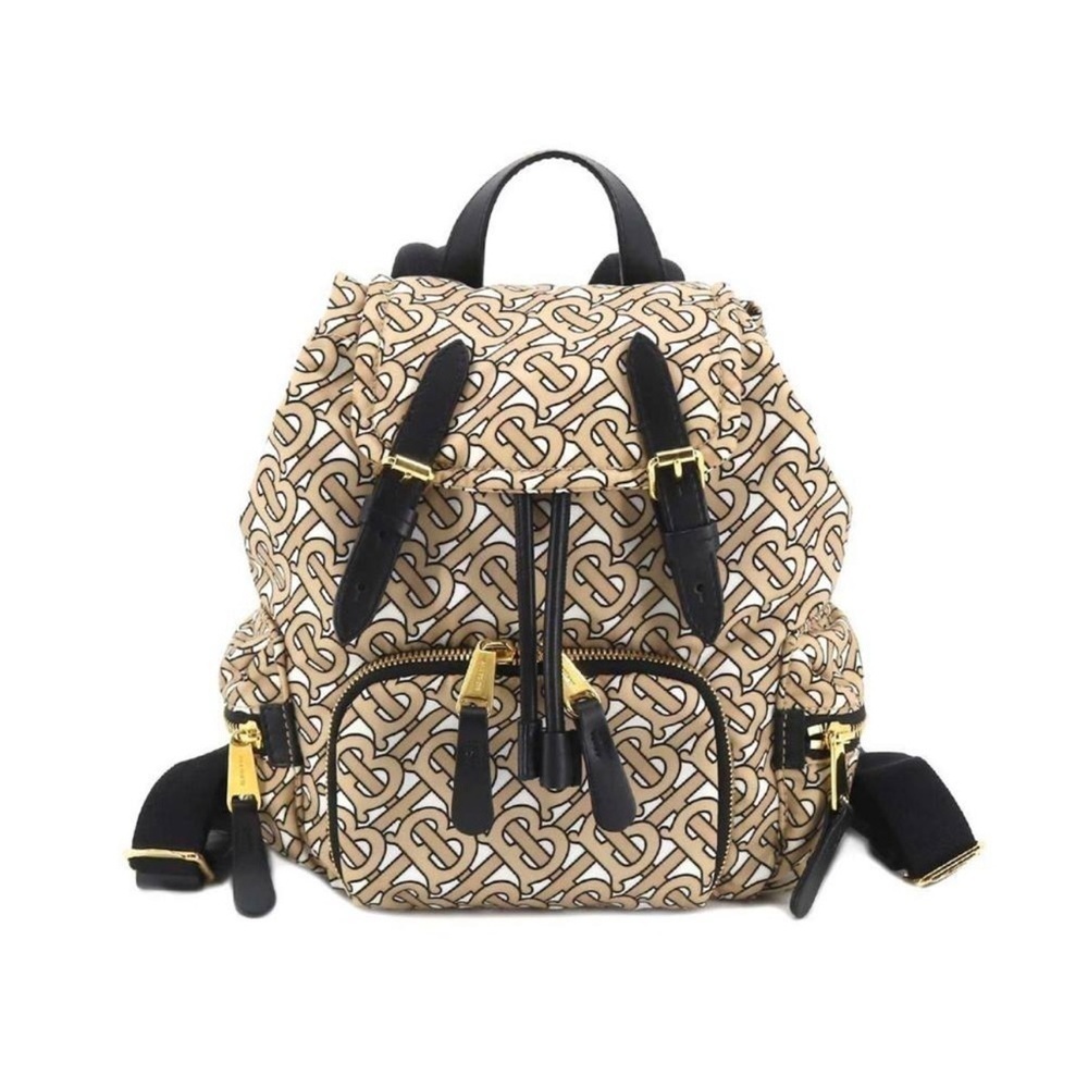 Burberry BURBERRY TB monogram backpack rucksack nylon leather beige black EUC